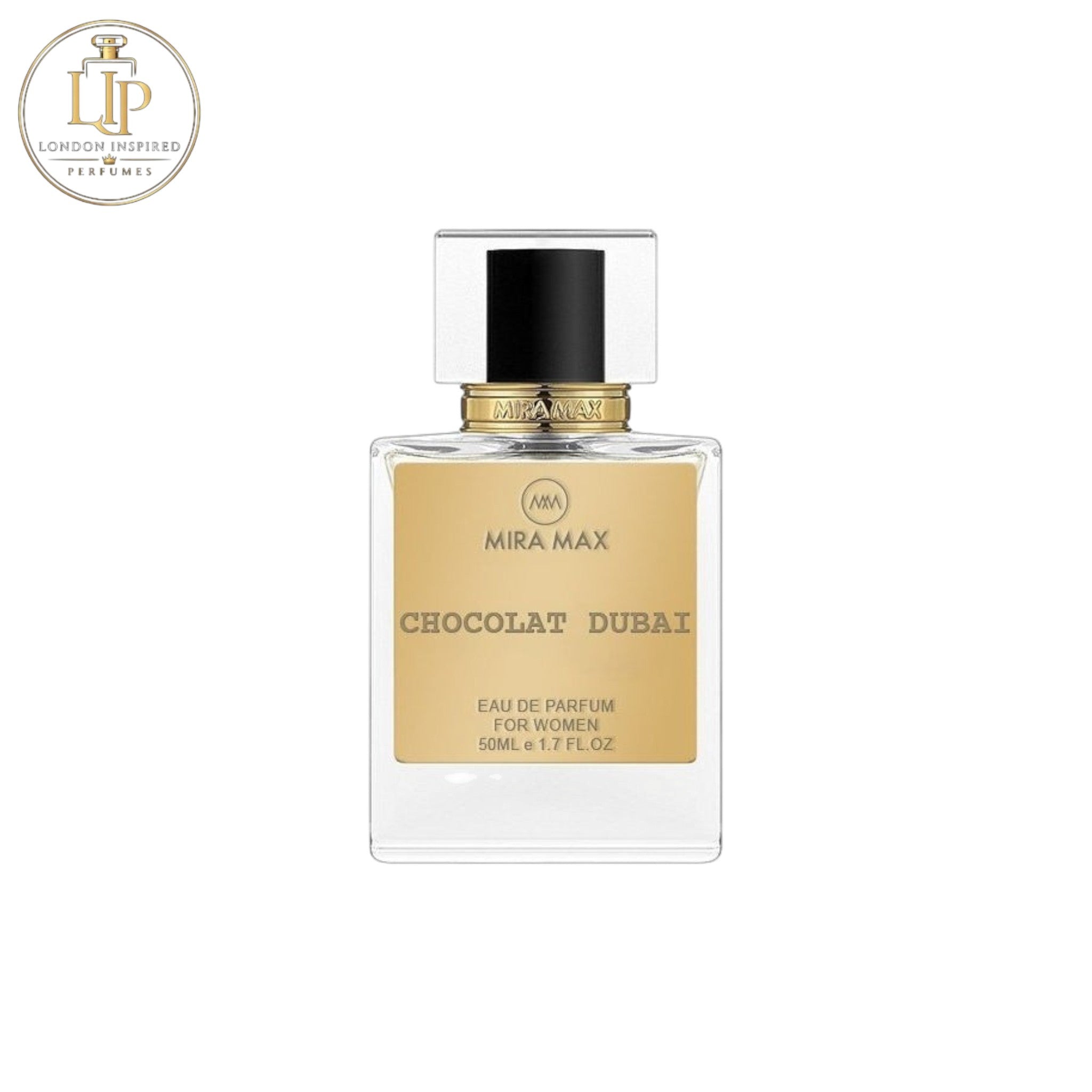 MIRA MAX Chocolat Dubai perfume bottle on a white background