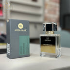 Mira Max Dolce Mare perfume bottle and packaging on a blurred background