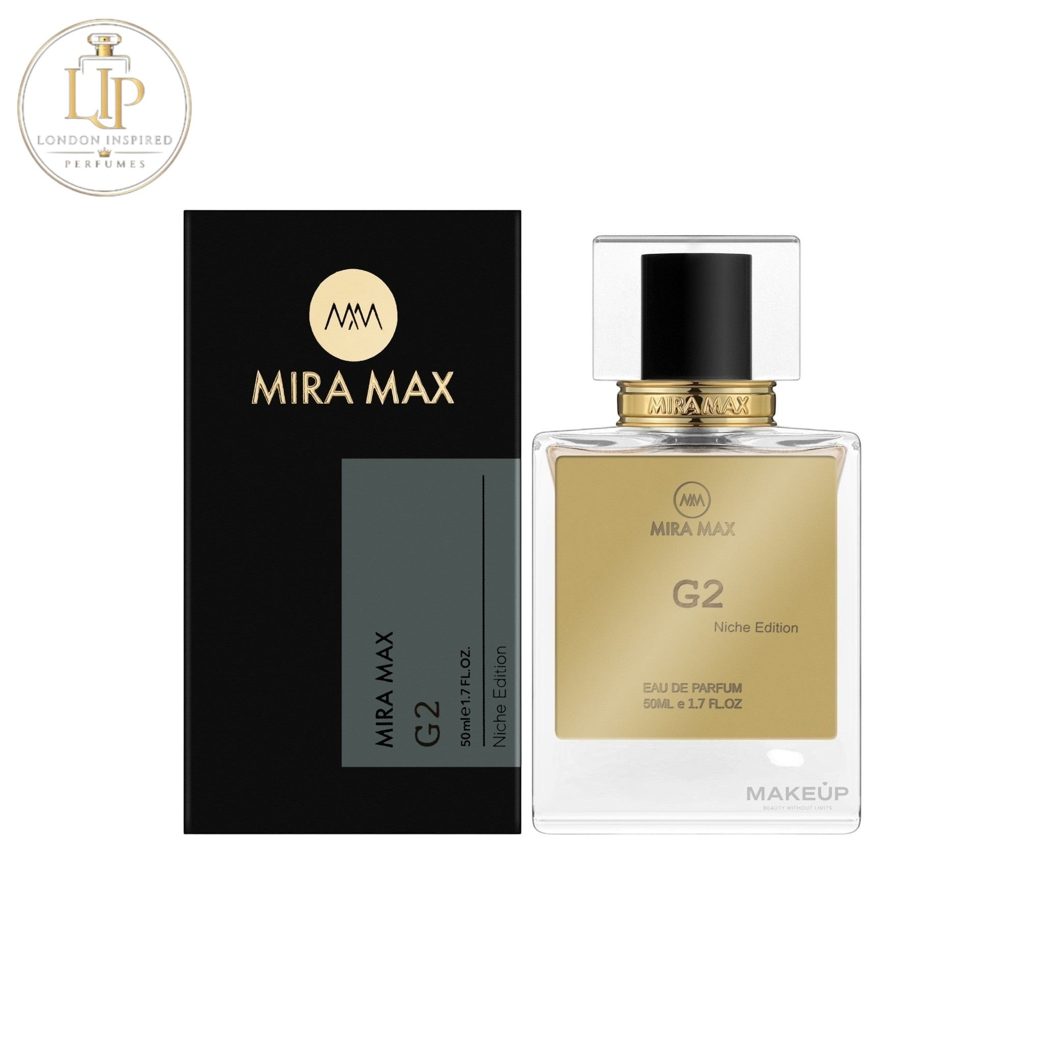 MIRA MAX G2 perfume bottle and packaging on a white background