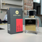 MIRA MAX Sea Shell perfume bottle and packaging on a surface with a blurred background