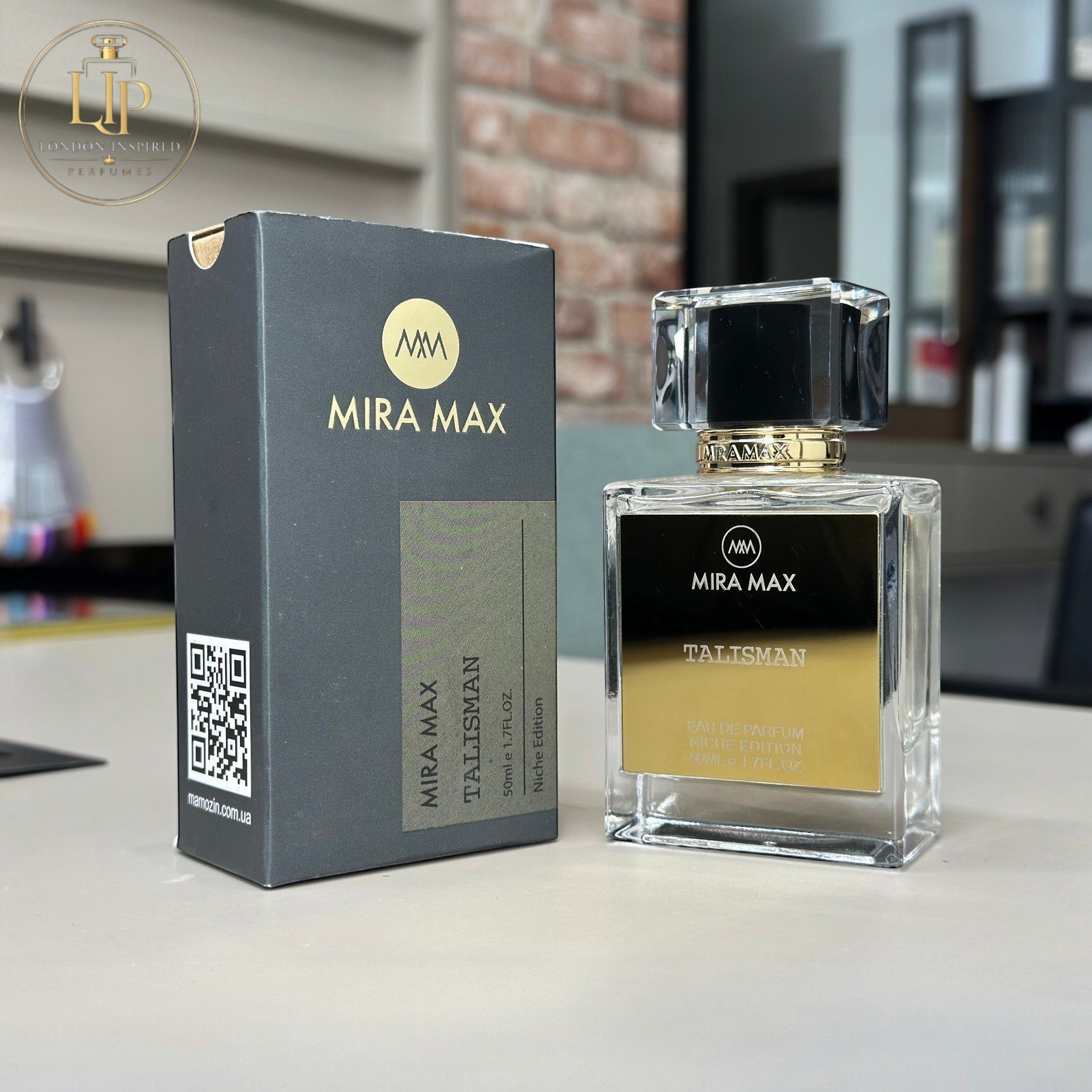 TALISMAN Mira Max Eau de Parfume, 50ml bottle with gold label and black cap.