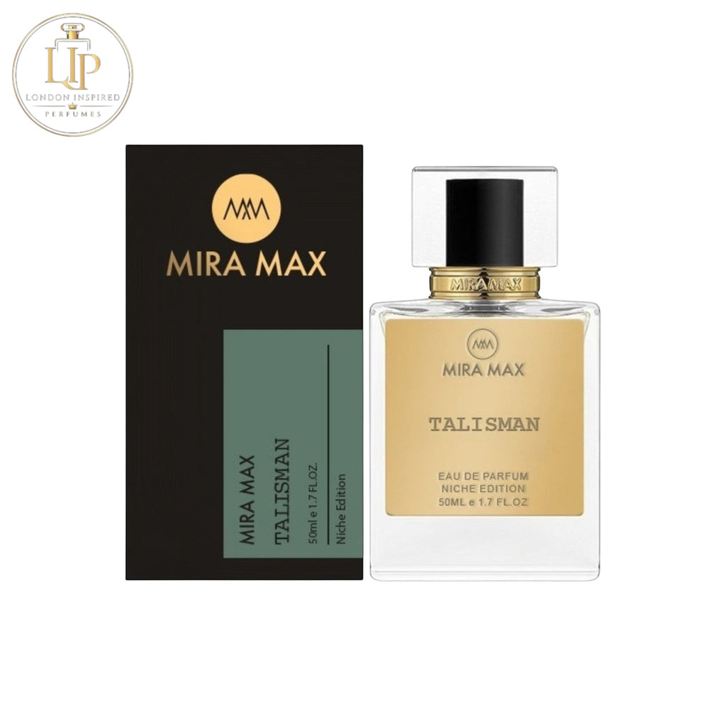 TALISMAN Mira Max Eau de Parfum, 50ml bottle with gold label and black cap.