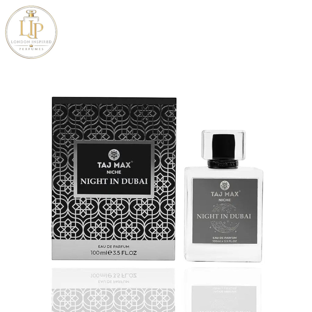 Taj Max Aqua Oud perfume bottle and packaging on a white background