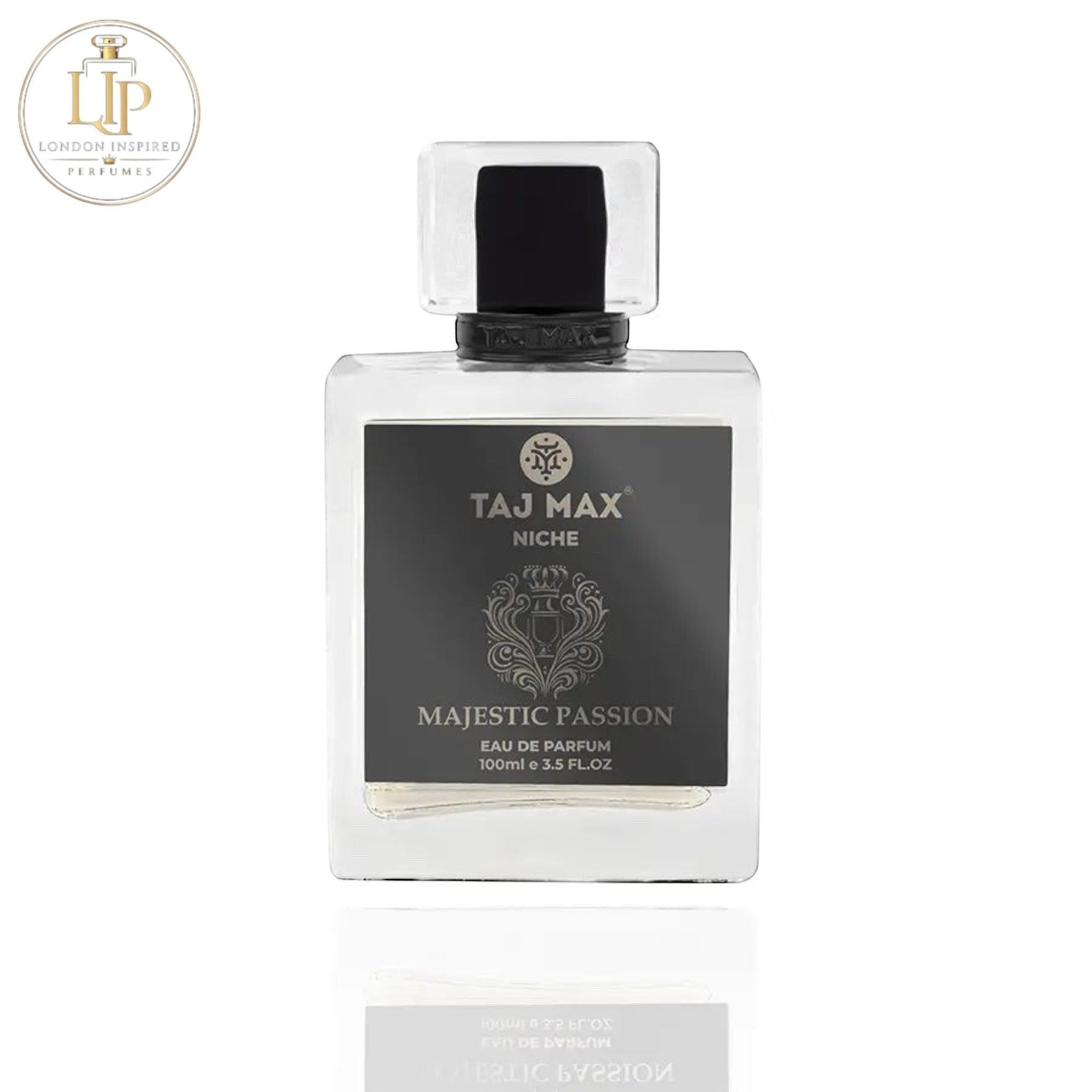 Taj Max Majestic Passion eau de parfum bottle on a white background