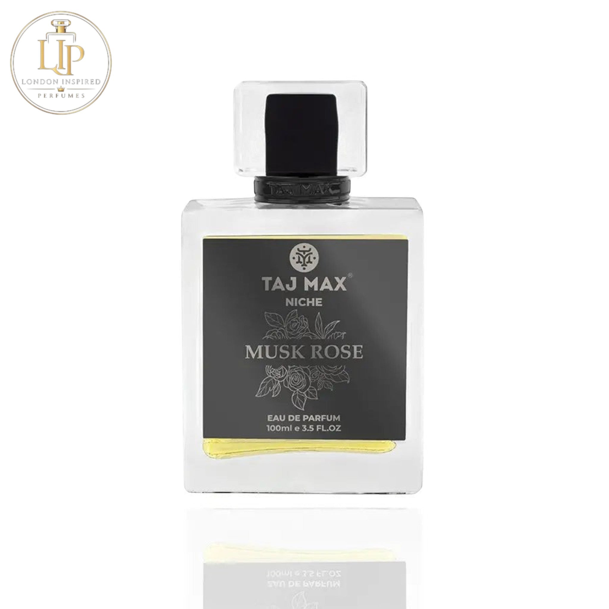 Taj Max Musk Rose perfume bottle on a white background