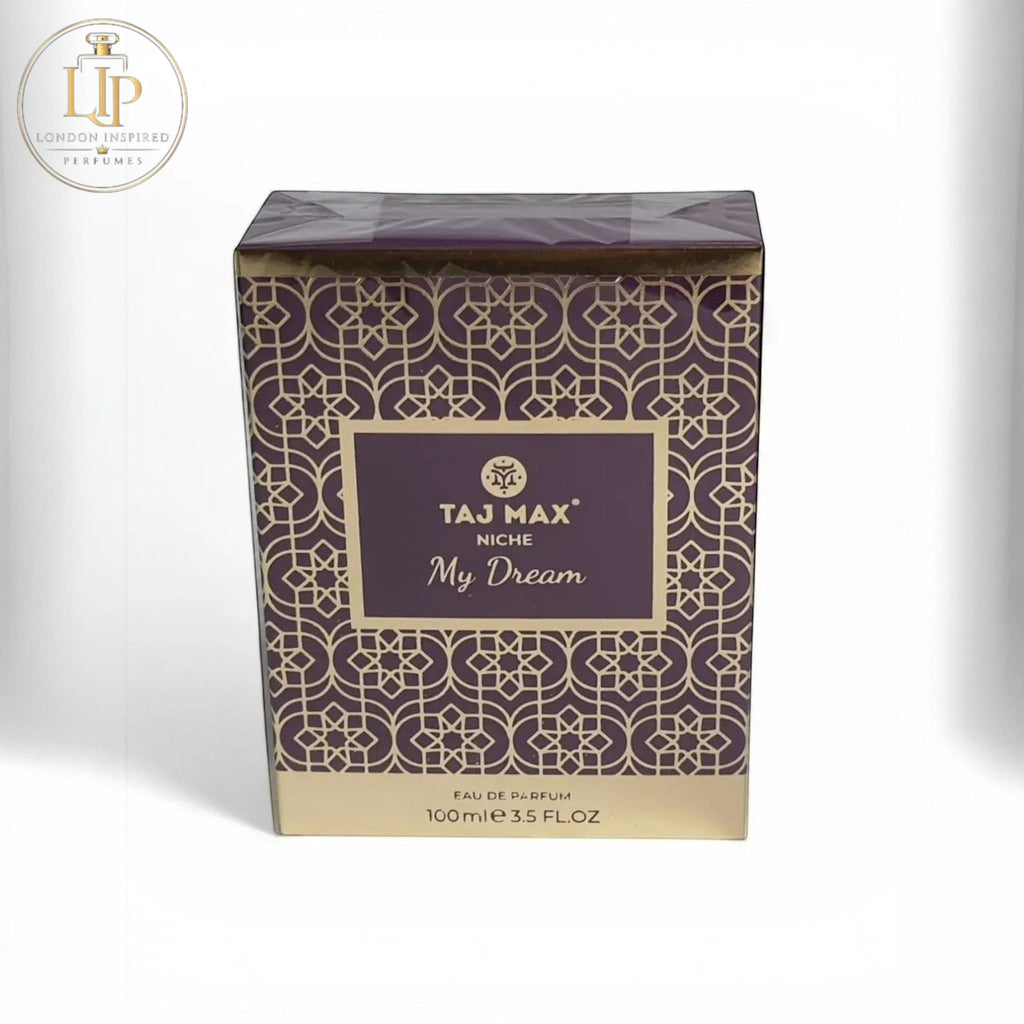 Taj Max perfume box with intricate design on a white background
