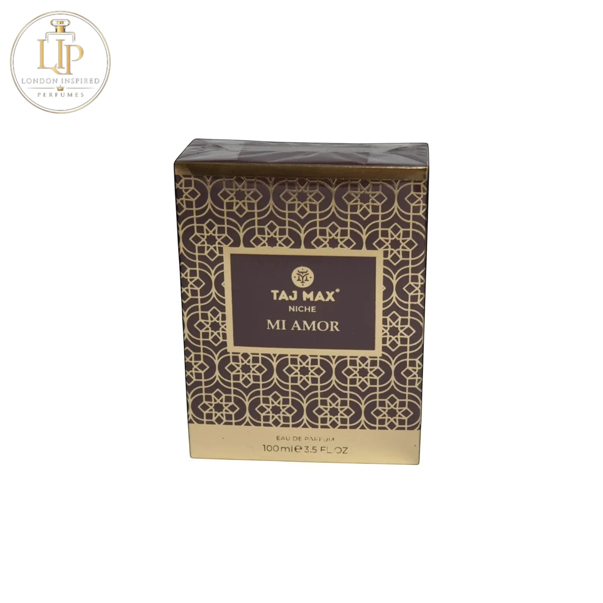 Taj Max Mi Amor perfume packaging on a white background