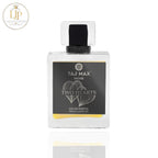 Perfume bottle labeled 'Taj Max Niche Two Hearts' on a white background