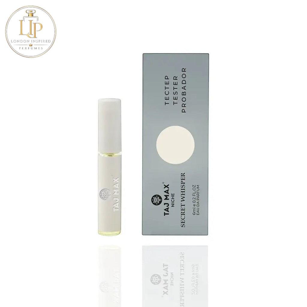 Tasmax Secret Whisper perfume bottle and packaging on a white background