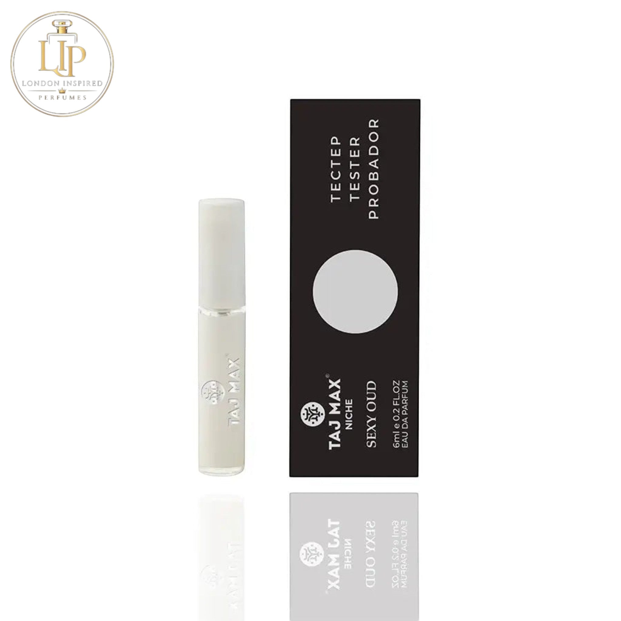 Taj Max perfume bottle and packaging on a white background