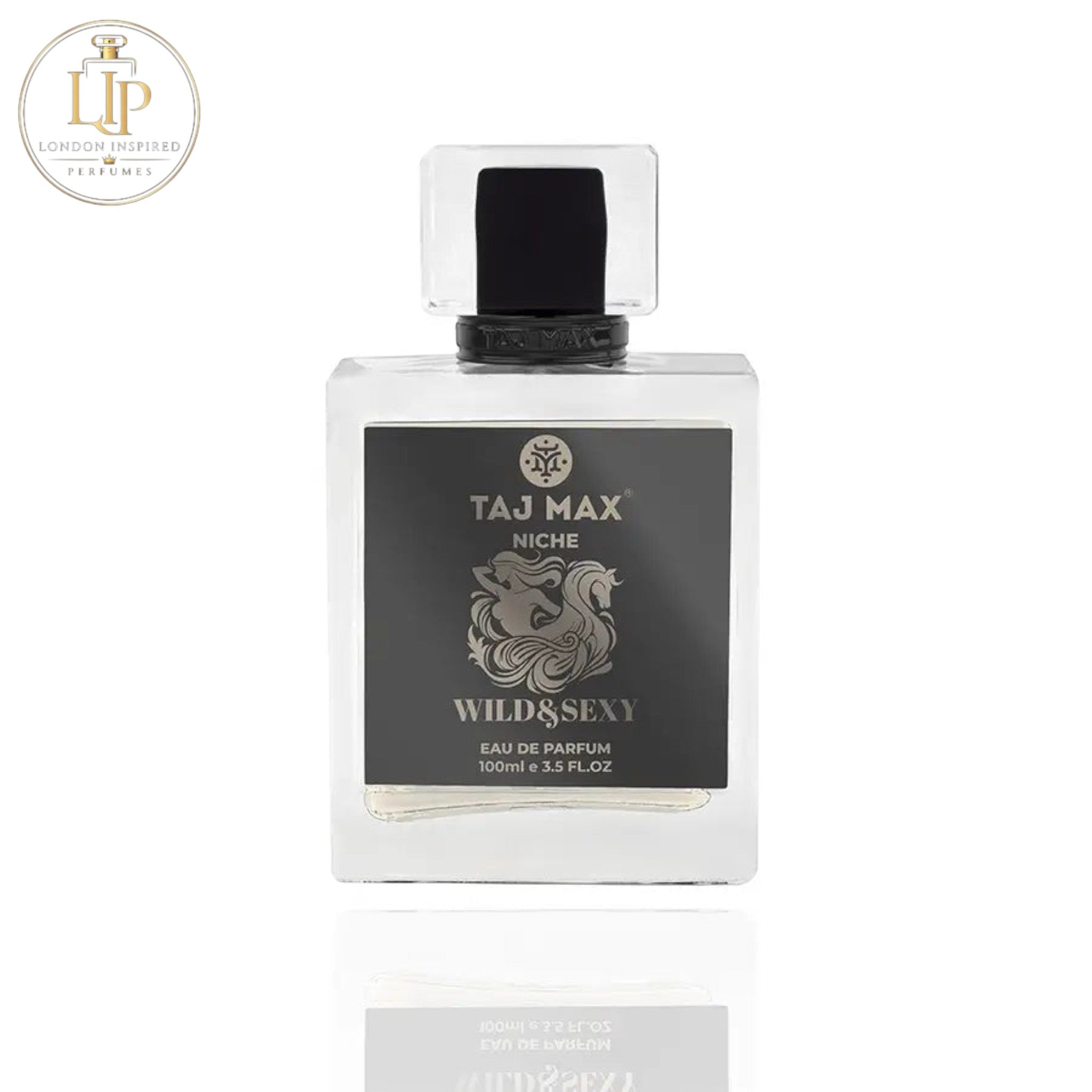 Taj Max Wild & Sexy eau de parfum bottle on a white background