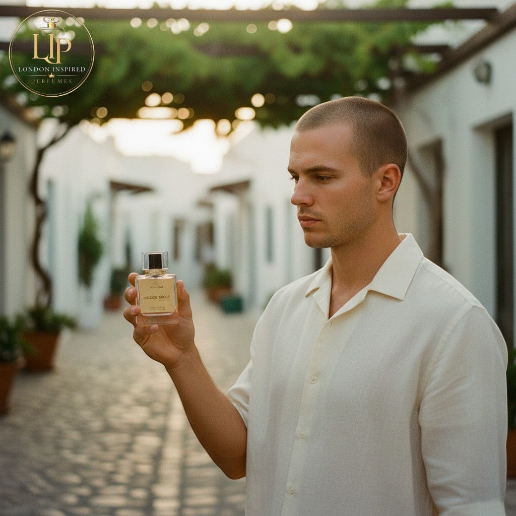 London Inspired Perfumes DOLCE MARE Mira Max 50ml Eau de Parfum, a fresh aquatic fougere scent with bergamot, sea notes, geranium, sage, rosemary, incense, and patchouli.