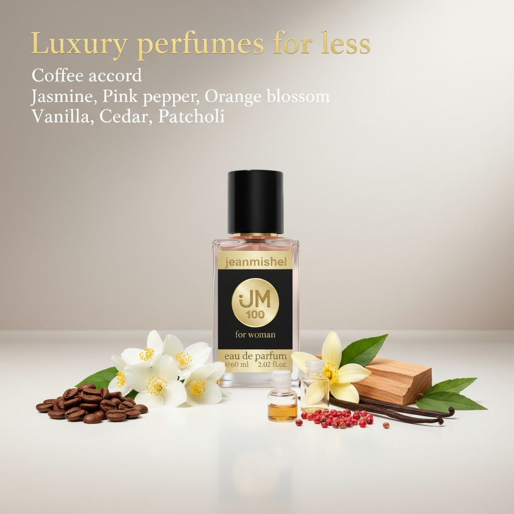 London Inspired Perfumes Jeanmishel 100 for woman eau de parfum, 60ml. Oriental Spicy fragrance with coffee, jasmine, vanilla notes.