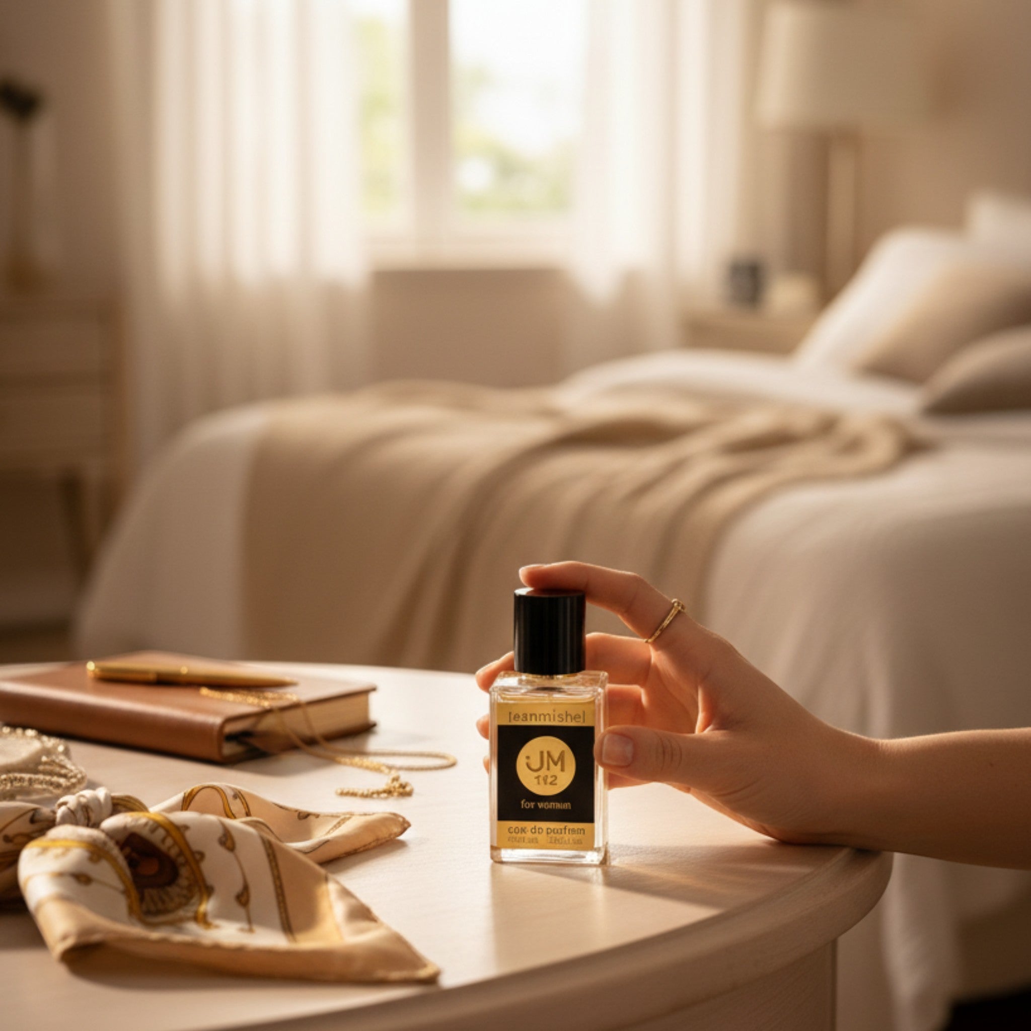 London Inspired Perfumes Jeanmishel 112 eau de parfum for women, 60ml. Clear glass bottle with black cap and gold label.