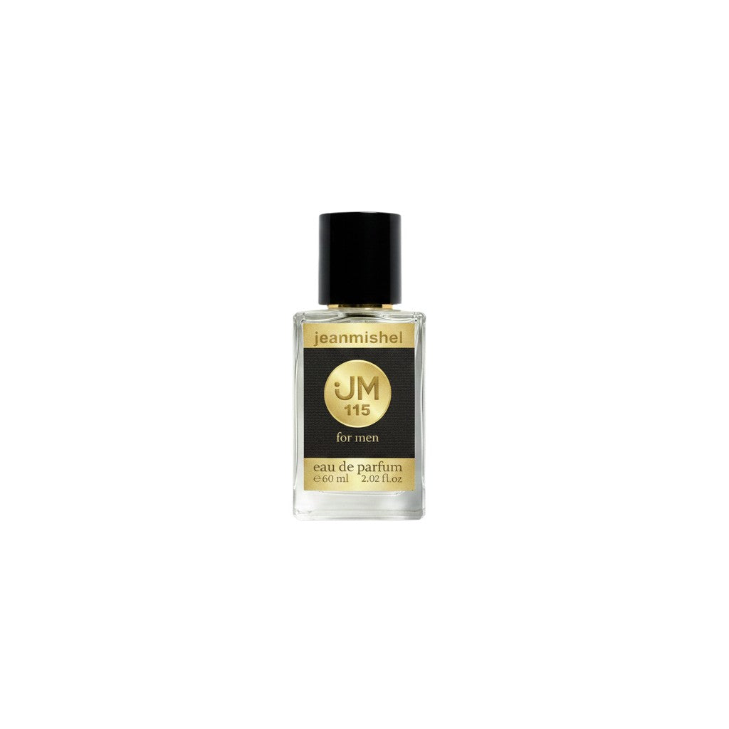 Jeanmishel 115 for men eau de parfum, a chypre-fruity fragrance with notes of bergamot, green apple, and rose.