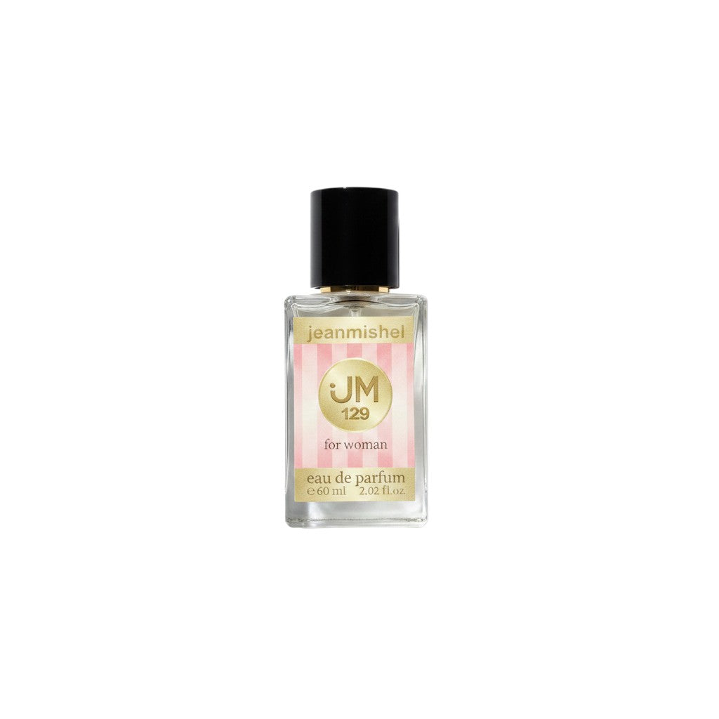 Jeanmishel 129 eau de parfum for women, a fruity floral fragrance with notes of passionfruit, vanilla orchid, and pine tree.