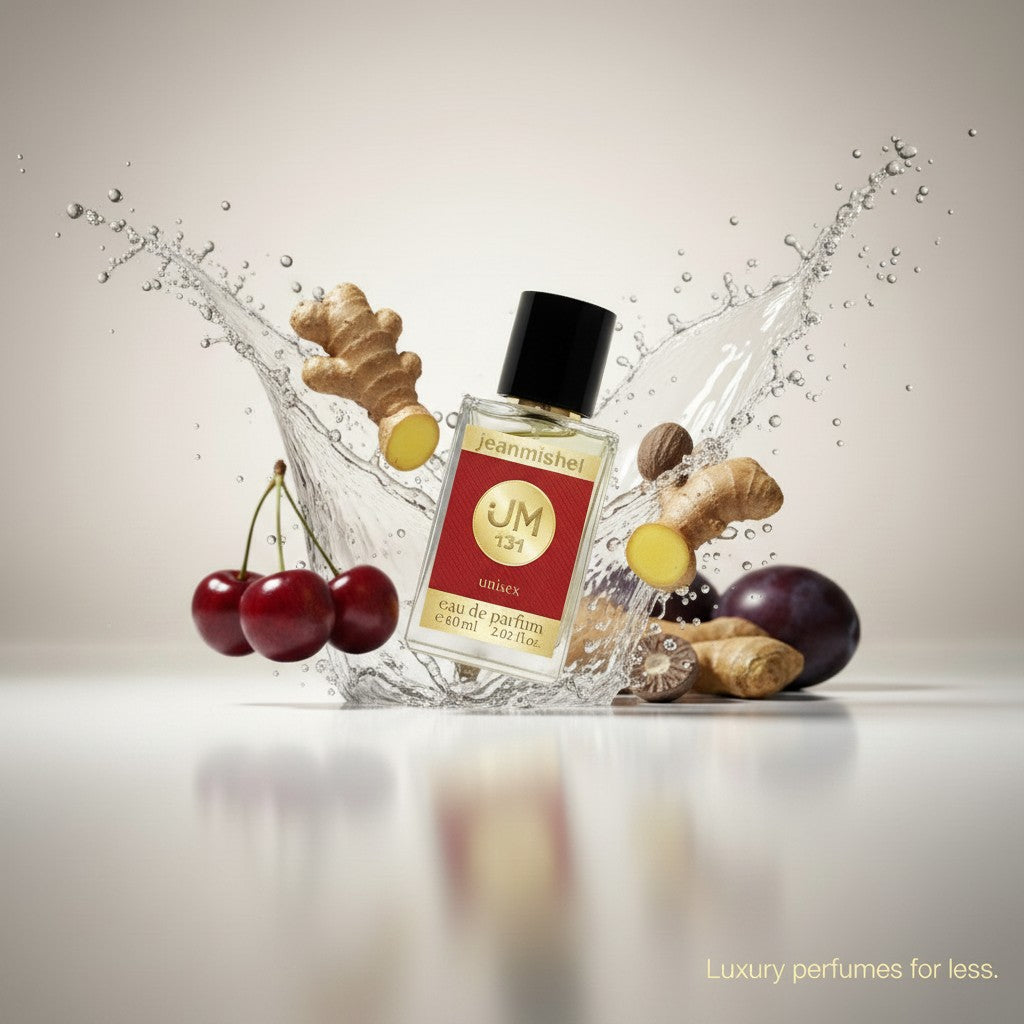 London Inspired Perfumes Jeanmishel 131 unisex eau de parfum bottle with cherries, plums, ginger, and nutmeg.