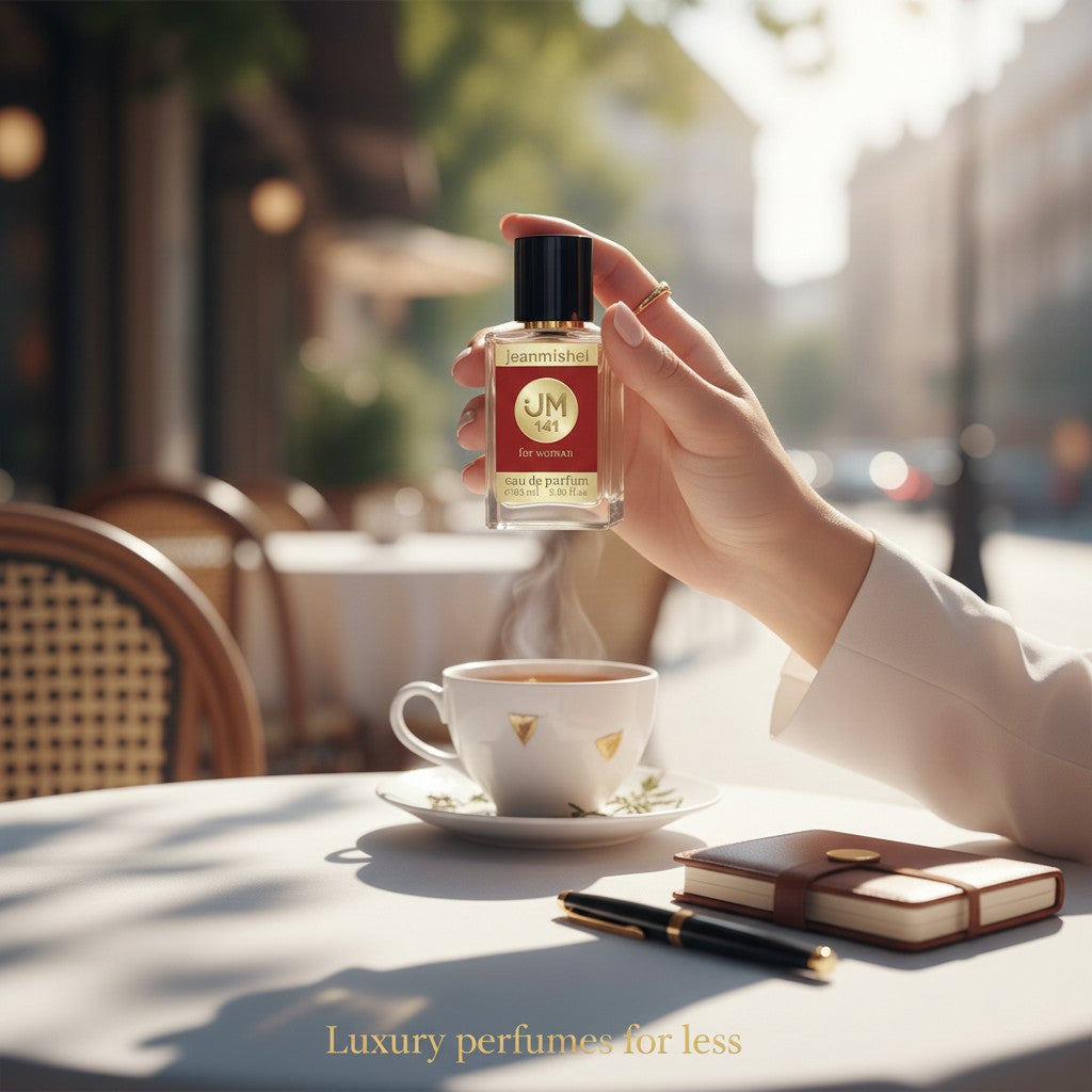 London Inspired Perfumes Jeanmishel 141 eau de parfum for woman, 60ml bottle with red and gold label.