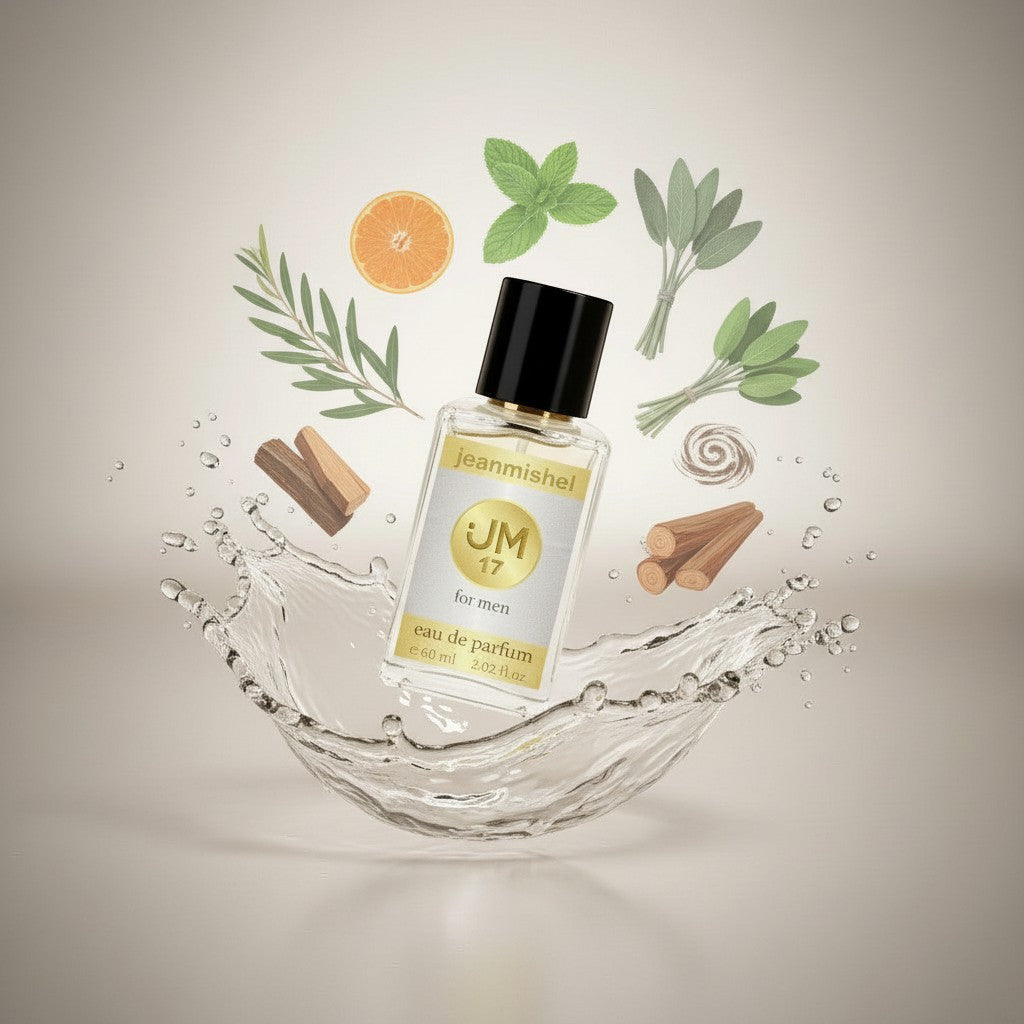 London Inspired Perfumes Jeanmishel 17 for men eau de parfum, woody aromatic fragrance with citrus and spice notes.