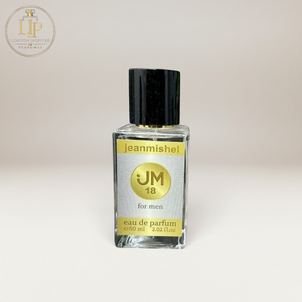 London Inspired Perfumes Jeanmishel 18 for men eau de parfum 60ml bottle with black cap. Woody floral musk scent.