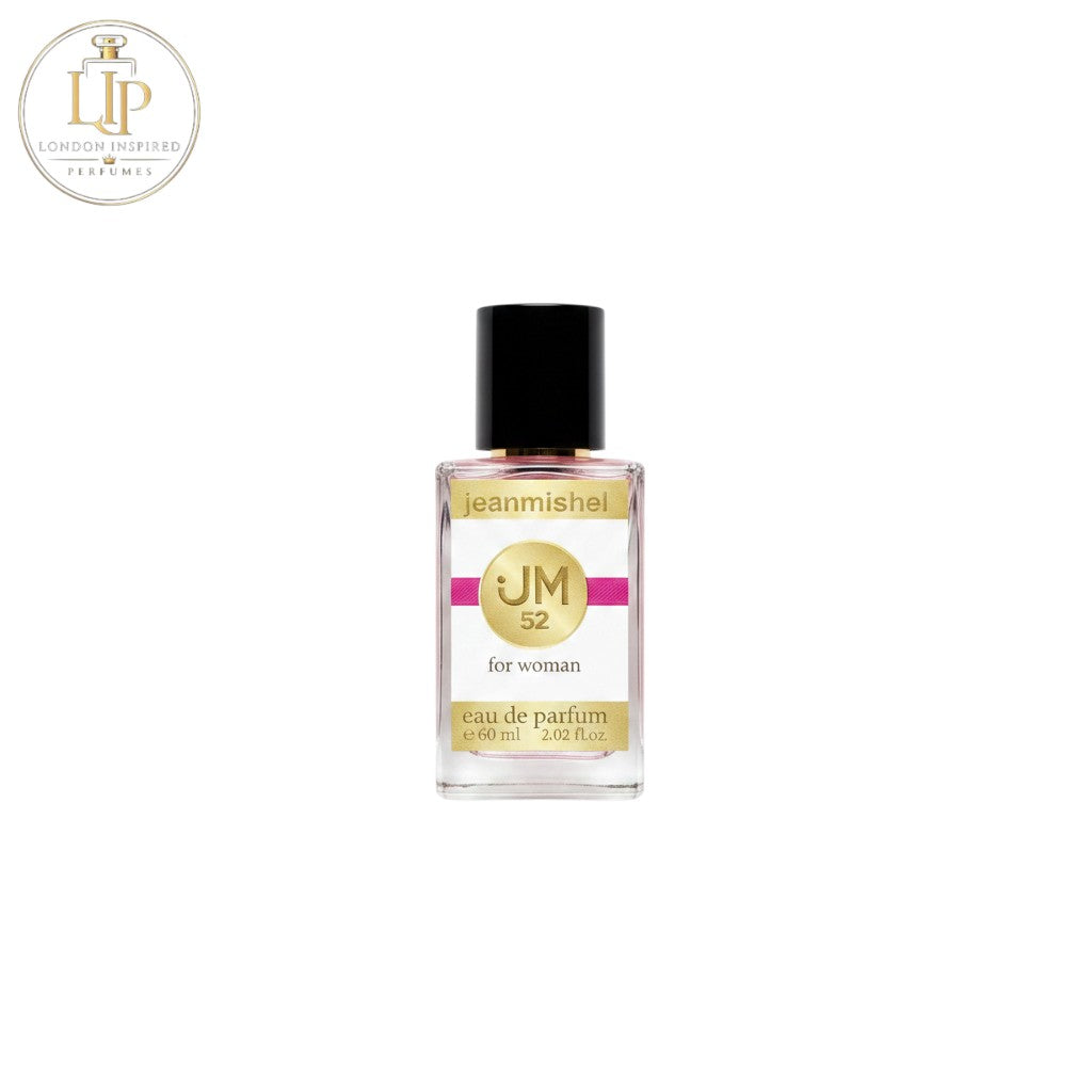 London Inspired Perfumes Jeanmishel 52 Eau de Parfum for women, a floral fruity fragrance with notes of peach, jasmine, and amber.
