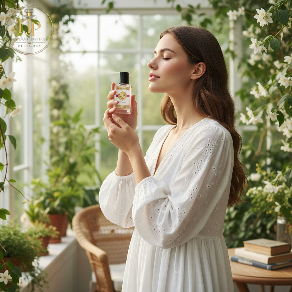 Jeanmishel 52 Eau de Parfum for women, a floral fruity fragrance with notes of white freesia, bitter orange, peach, jasmine, magnolia, rose, amber, cedar, and musk.