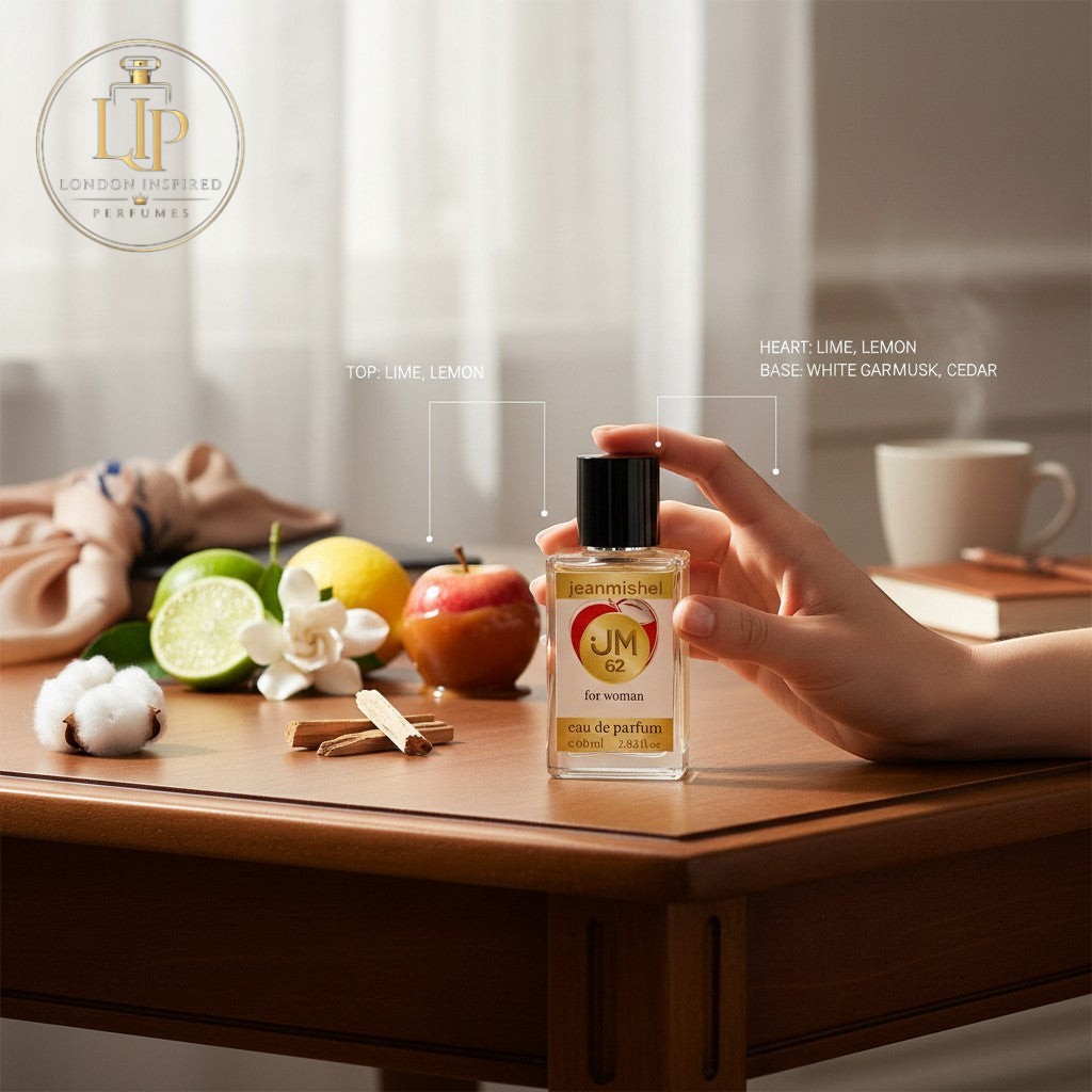 London Inspired Perfumes Jeanmishel 62 eau de parfum for women, a floral citrus scent with apple and lemon notes.