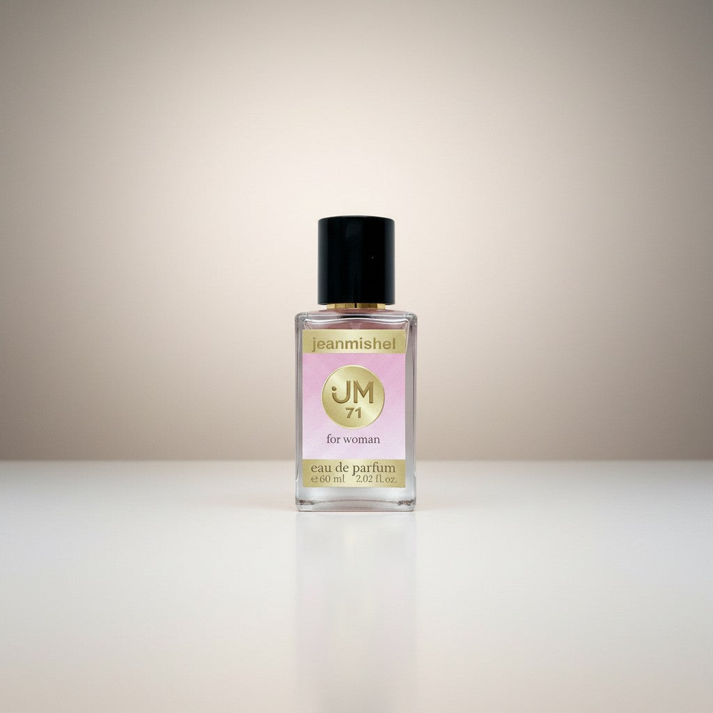 Jeanmishel Seventy-One eau de parfum for women, floral fruity fragrance with notes of pomegranate, yuzu, peony, lotus, and amber.