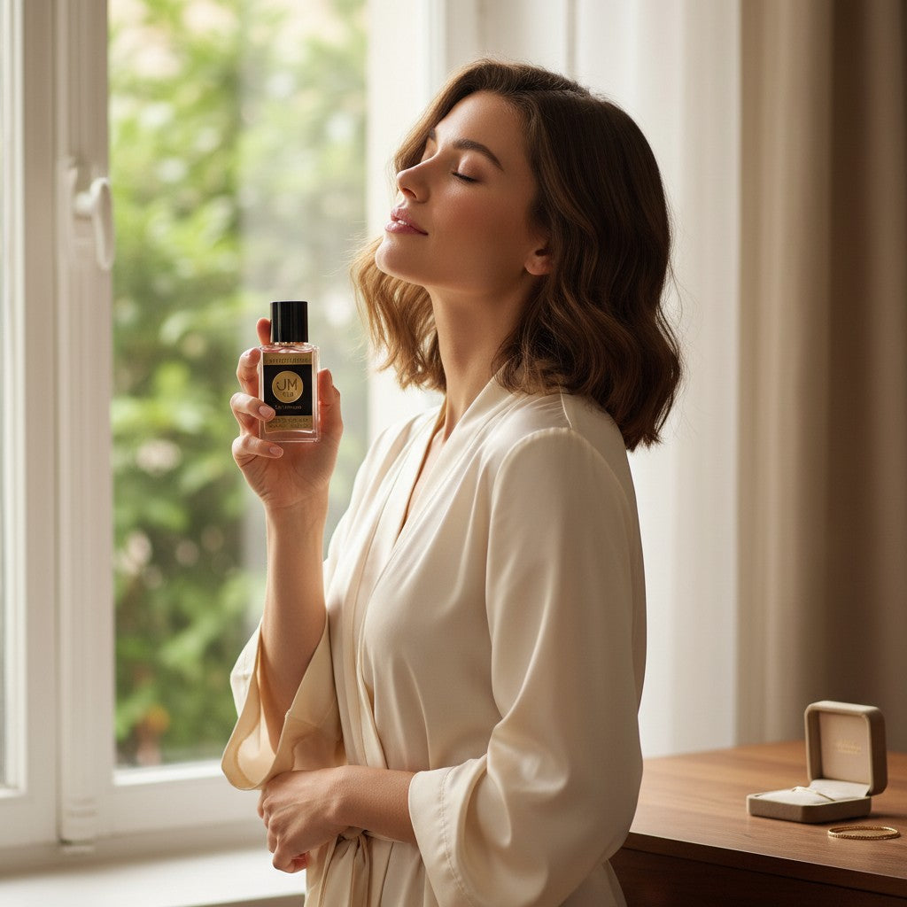 Jeanmishel JM 100 for woman eau de parfum, a captivating oriental vanilla fragrance with coffee, jasmine, and vanilla notes.