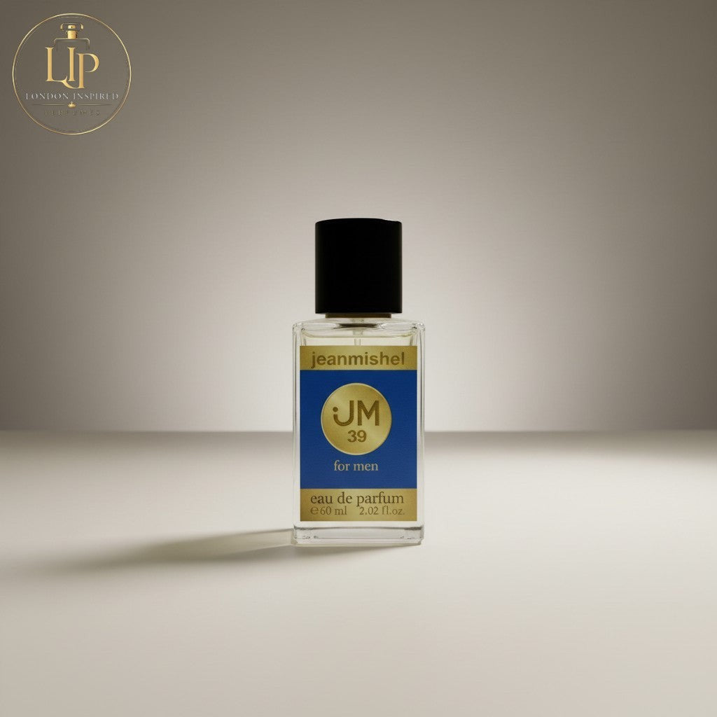 London Inspired Perfumes Jeanmishel Thirty-Nine eau de parfum for men, woody spicy fragrance with citrus and cedar notes.