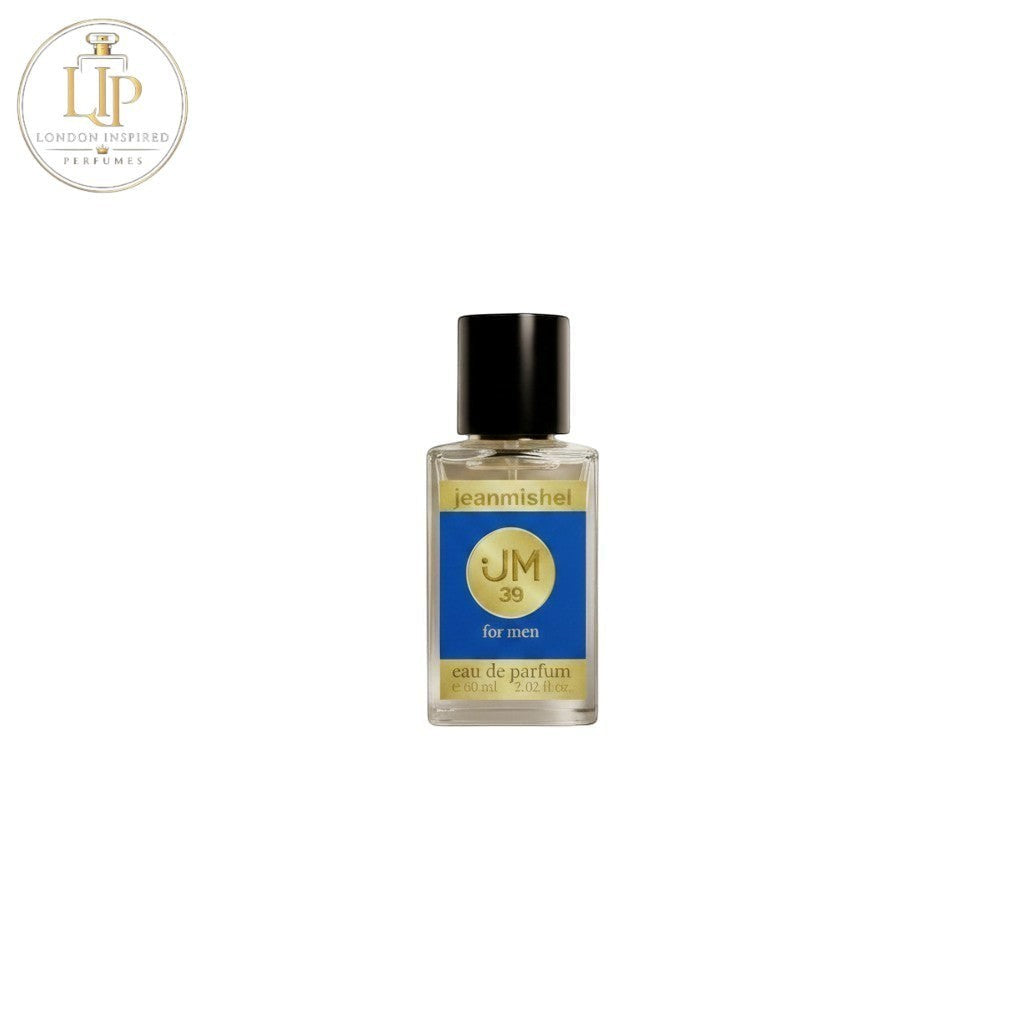 London Inspired Perfumes Jeanmishel Thirty-Nine Eau de Parfum for men, 60ml. Woody Spicy fragrance with citrus, pepper, and cedar notes.