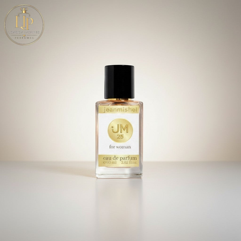 London Inspired Perfumes Jeanmishel Twenty Five eau de parfum for women, 60ml bottle with gold label.