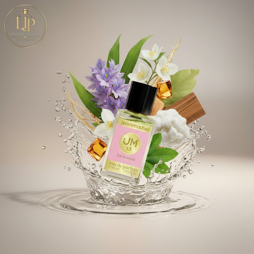 London Inspired Perfumes JM 13 for woman eau de parfum, a fresh floral chypre scent with notes of citron, jasmine, and amber.