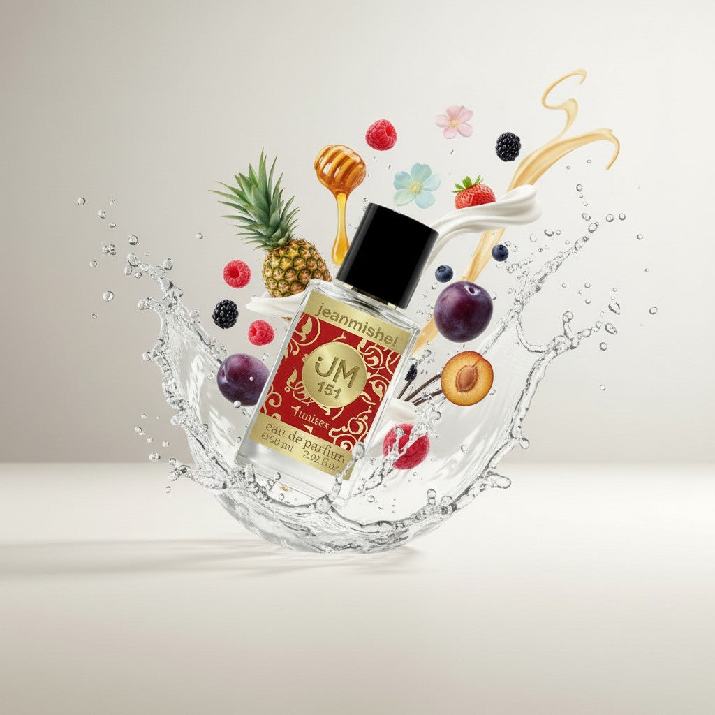London Inspired Perfumes JM 151 Jeanmishel unisex eau de parfum bottle with red and gold label.