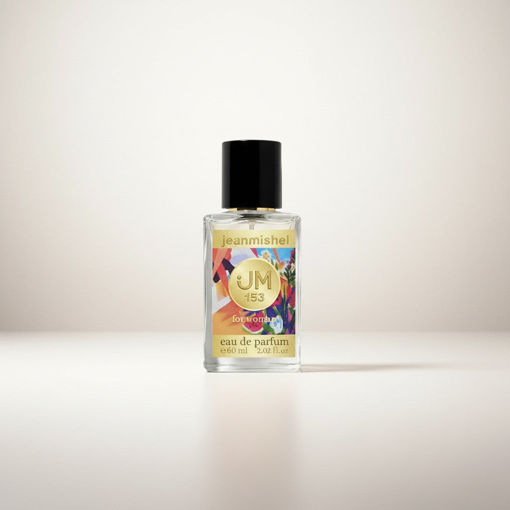 London Inspired Perfumes JM 153 eau de parfum for women, a fruity floral scent with notes of pear, strawberry, and rose.