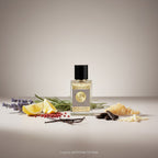London Inspired Perfumes JM 91 for men eau de parfum bottle with lemon, lavender, and pink peppercorns.