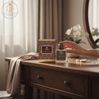 London Inspired Perfumes TAJ Max Exotic Bliss Eau de Parfum 100ml bottle and box with purple and gold geometric design.