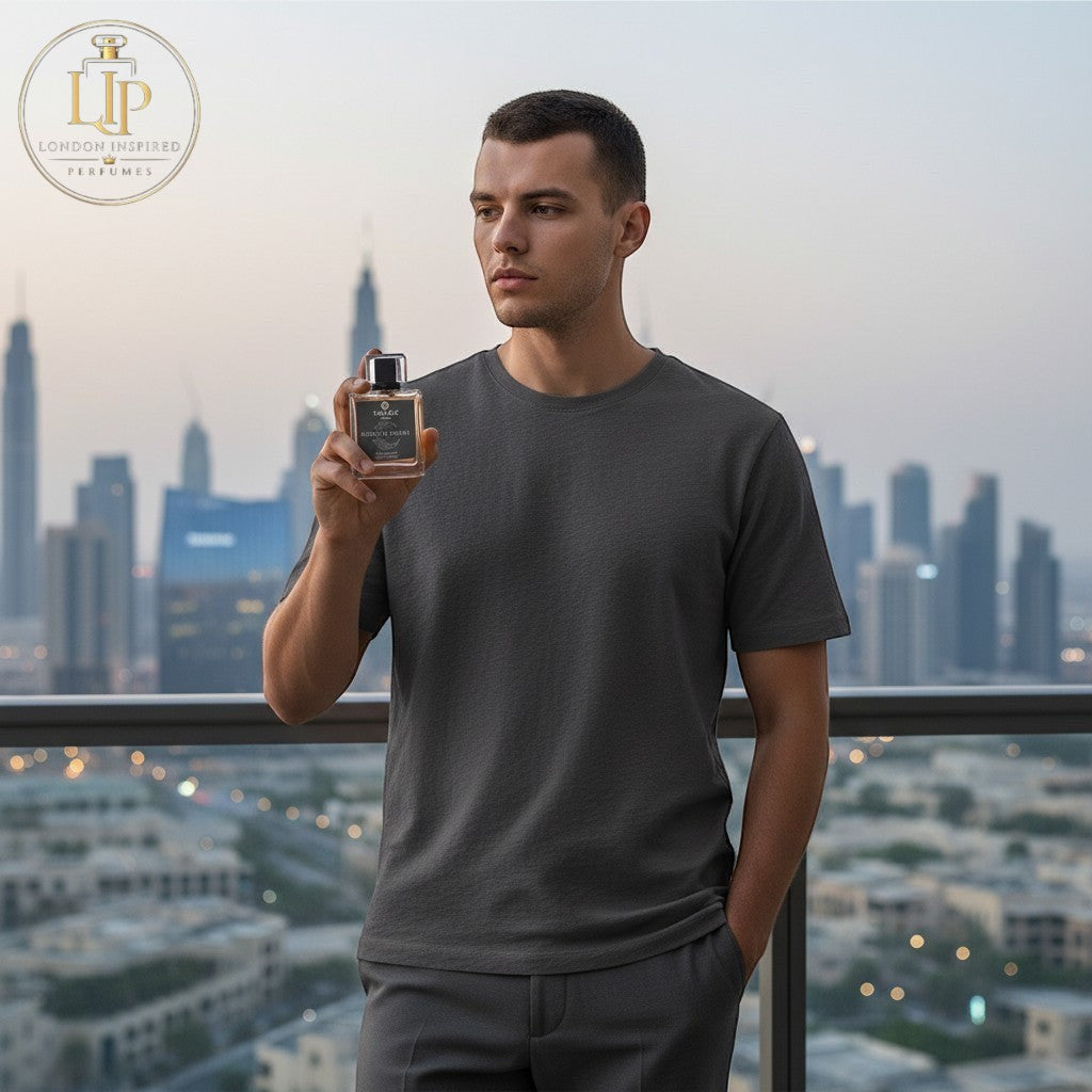 London Inspired Perfumes TAJ Max Night in Dubai Eau de Parfum, a unisex woody aquatic fragrance with oud and amber notes.