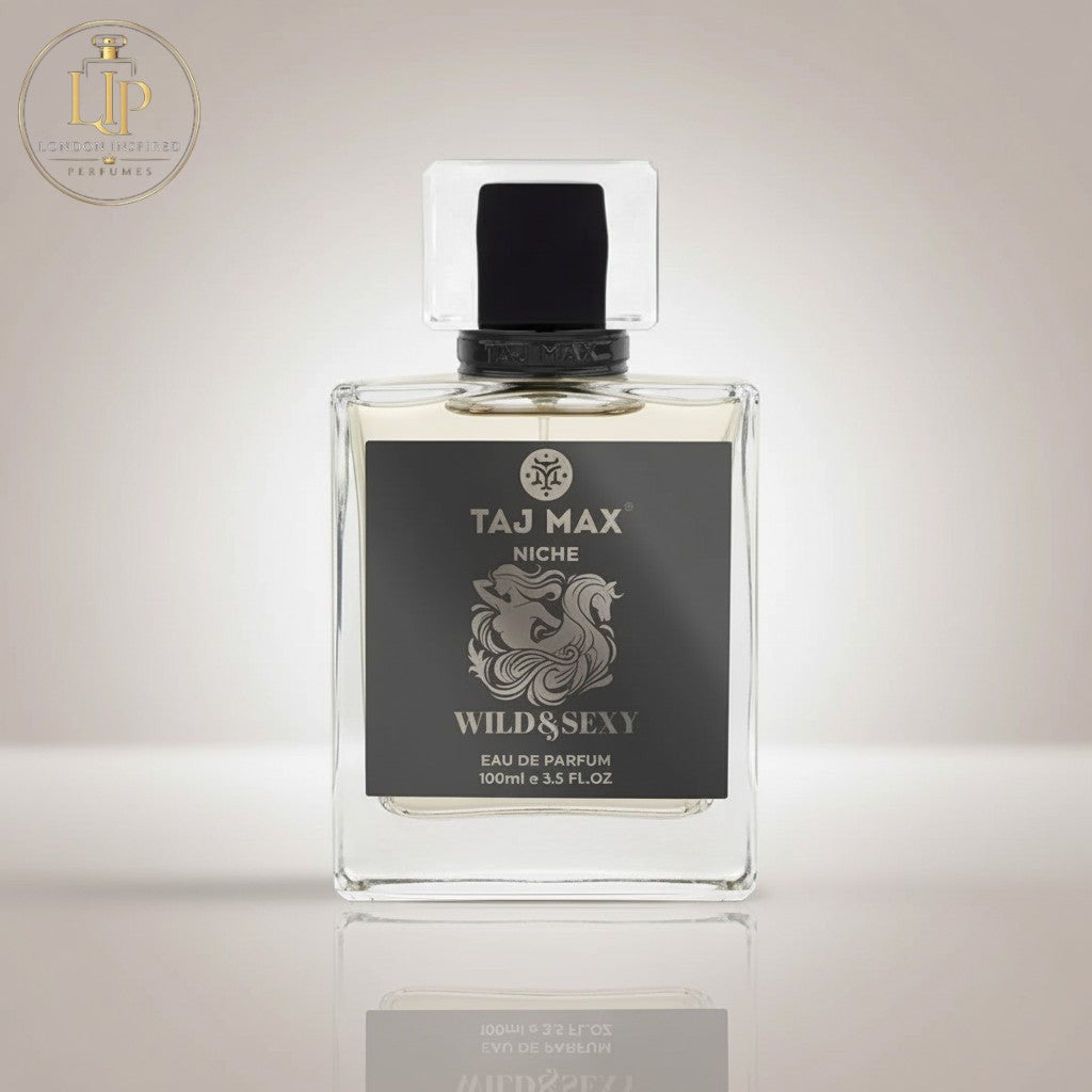 London Inspired Perfumes TAJ Max WILD & SEXY Eau de Parfum for Unisex, floral fruity fragrance with notes of bergamot, peach, vanilla.