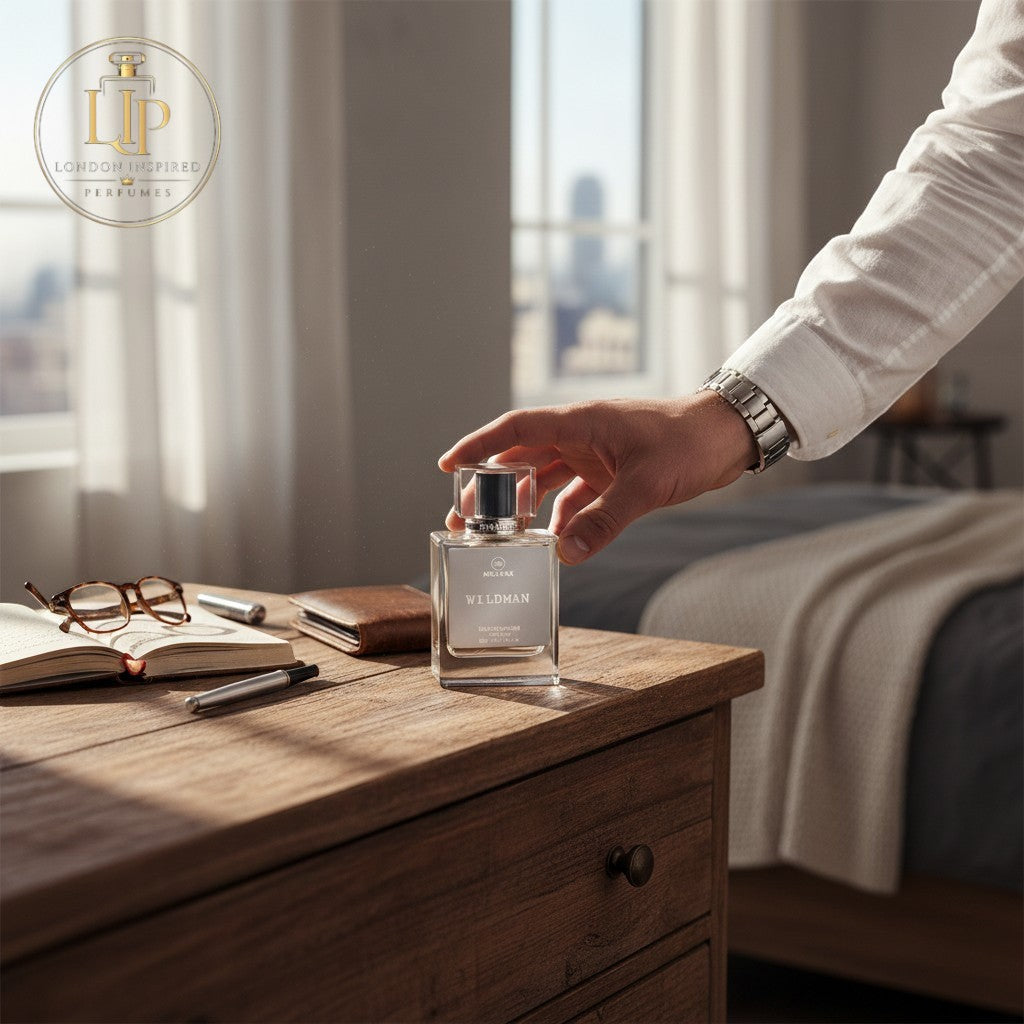 London Inspired Perfumes WILDMAN Mira Max 50ml Eau de Parfum for men, a fougere fragrance with Sichuan pepper, bergamot, and ambroxan notes.